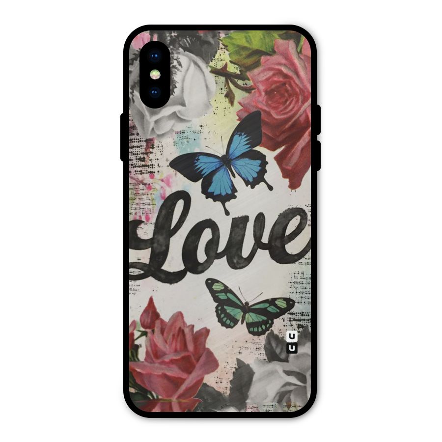 Lovely Butterfly Love Metal Back Case for iPhone XS