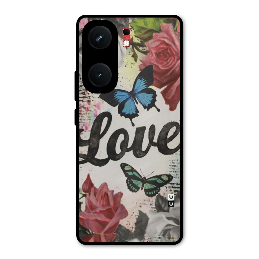 Lovely Butterfly Love Metal Back Case for iQOO Neo 9 Pro