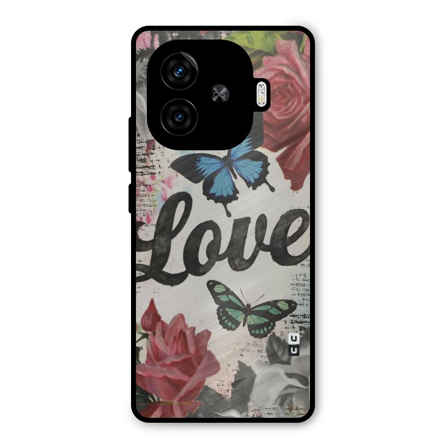 Lovely Butterfly Love Metal Back Case for iQOO Z9 Turbo