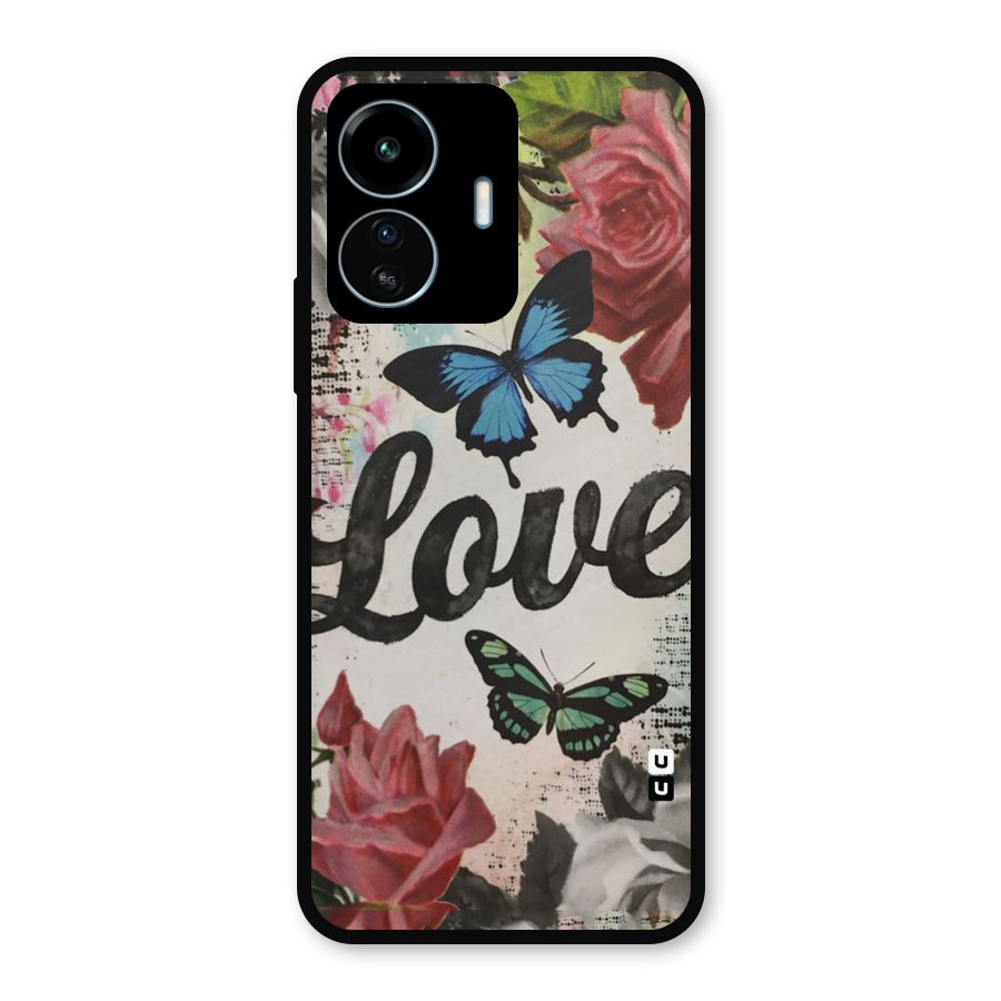 Lovely Butterfly Love Metal Back Case for vivo iQOO Z6 Lite 5G