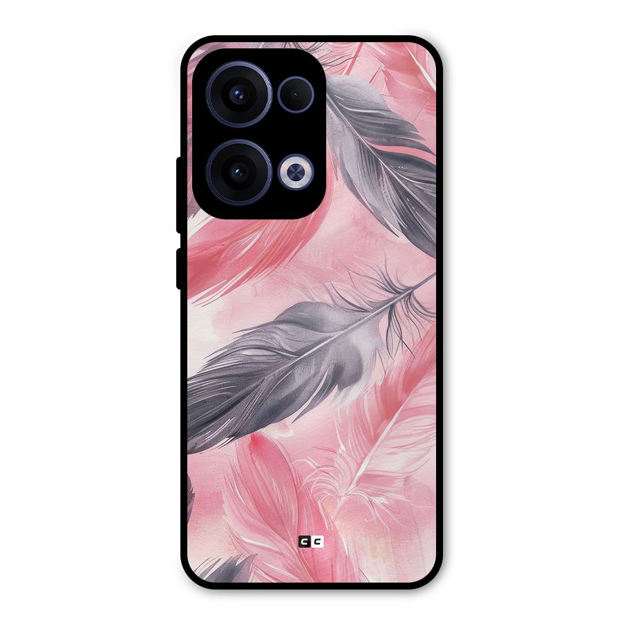 Lovely Feather Metal Back Case for Oppo Reno13