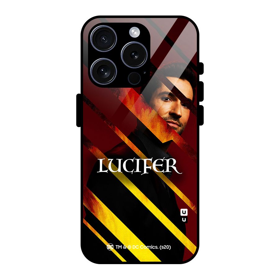 Lucifer Hell Stripes Glass Back Case for iPhone 15 Pro