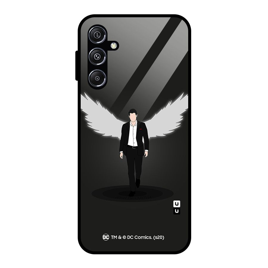 Lucifer Minimalistic Archangel Art Glass Back Case for Galaxy M34 5G