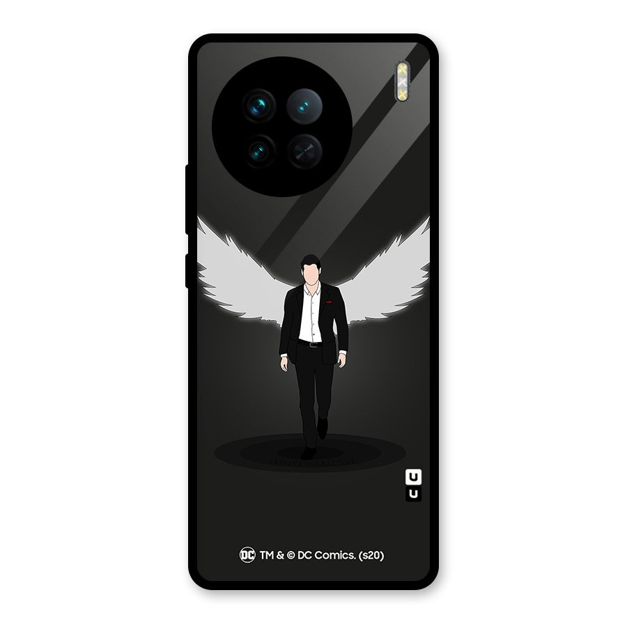Lucifer Minimalistic Archangel Art Glass Back Case for Vivo X90
