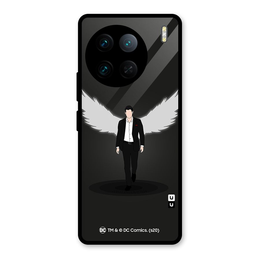 Lucifer Minimalistic Archangel Art Glass Back Case for Vivo X90 Pro