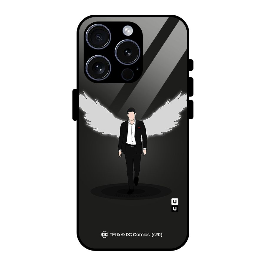 Lucifer Minimalistic Archangel Art Glass Back Case for iPhone 15 Pro