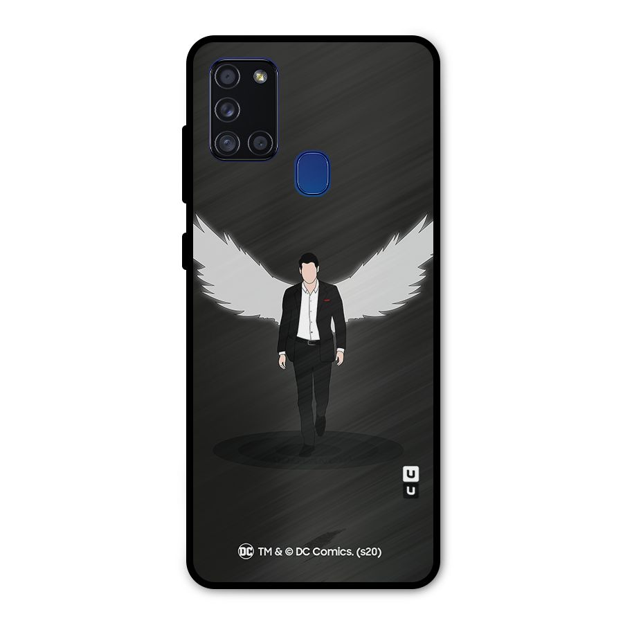 Lucifer Minimalistic Archangel Art Metal Back Case for Galaxy A21s