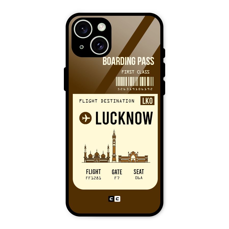 Lucknow Boarding Pass Glass Back Case for iPhone 15 Plus