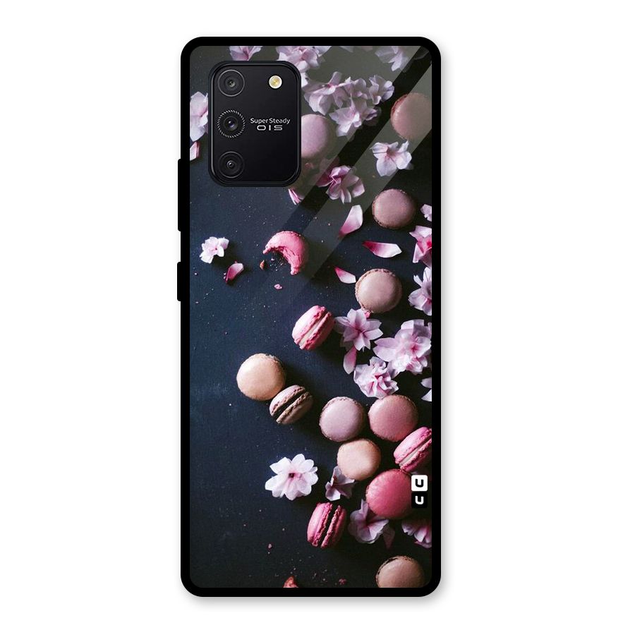 Macaroons And Cheery Blossoms Glass Back Case for Galaxy S10 Lite