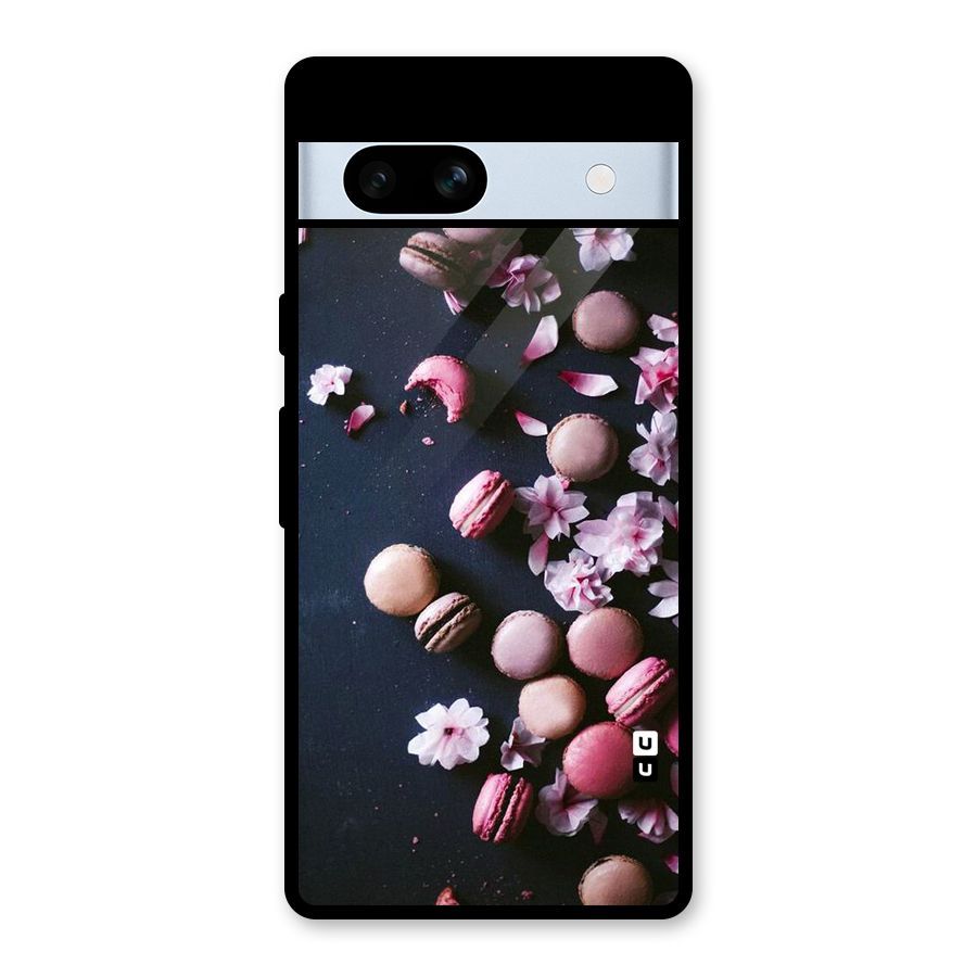 Macaroons And Cheery Blossoms Glass Back Case for Google Pixel 7a