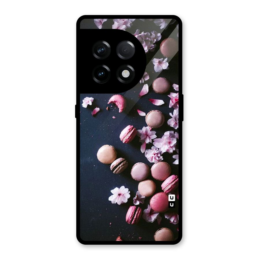 Macaroons And Cheery Blossoms Glass Back Case for OnePlus 11R