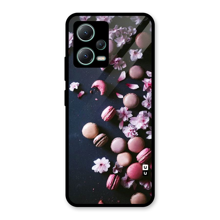 Macaroons And Cheery Blossoms Glass Back Case for Poco X5