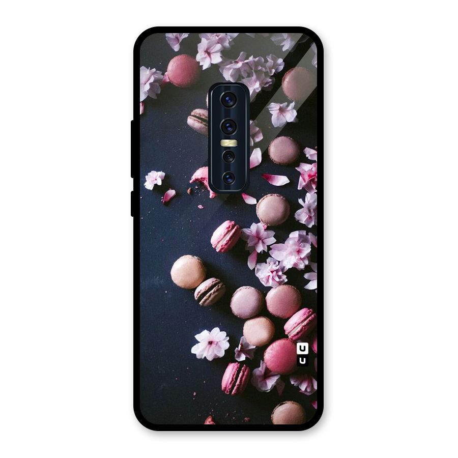 Macaroons And Cheery Blossoms Glass Back Case for Vivo V17 Pro