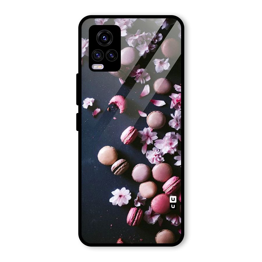 Macaroons And Cheery Blossoms Glass Back Case for Vivo V20 2021