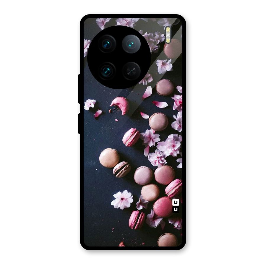 Macaroons And Cheery Blossoms Glass Back Case for Vivo X90 Pro
