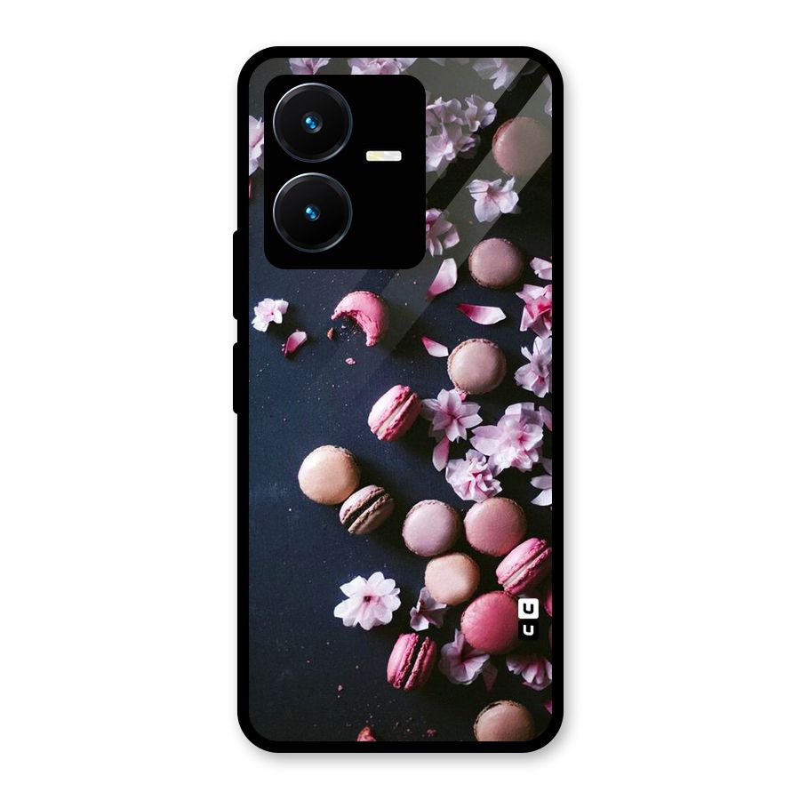 Macaroons And Cheery Blossoms Glass Back Case for Vivo Y22s
