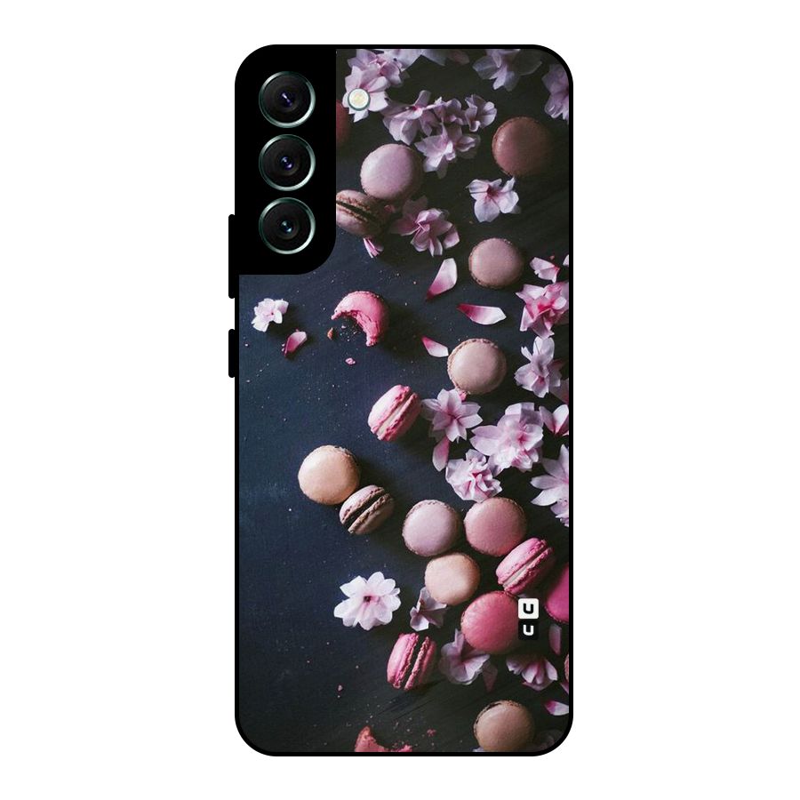 Macaroons And Cheery Blossoms Metal Back Case for Galaxy S22 Plus 5G