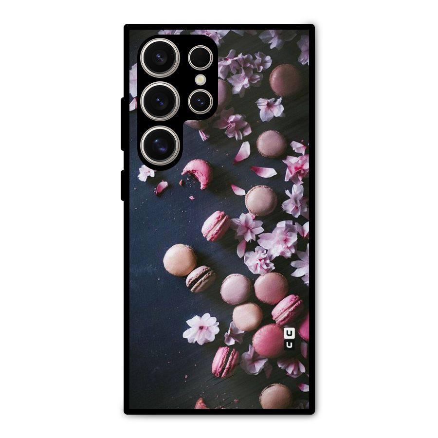 Macaroons And Cheery Blossoms Metal Back Case for Galaxy S24 Ultra
