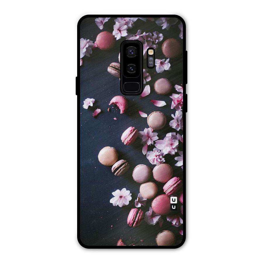 Macaroons And Cheery Blossoms Metal Back Case for Galaxy S9 Plus