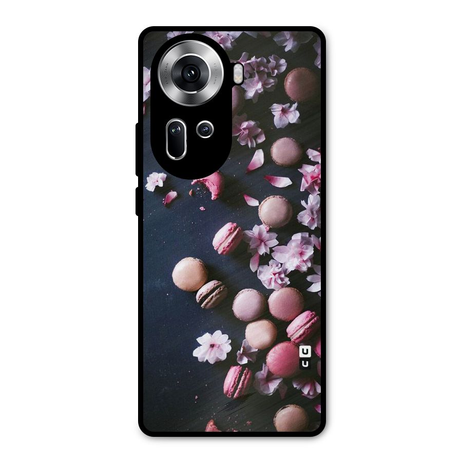 Macaroons And Cheery Blossoms Metal Back Case for Oppo Reno11 5G