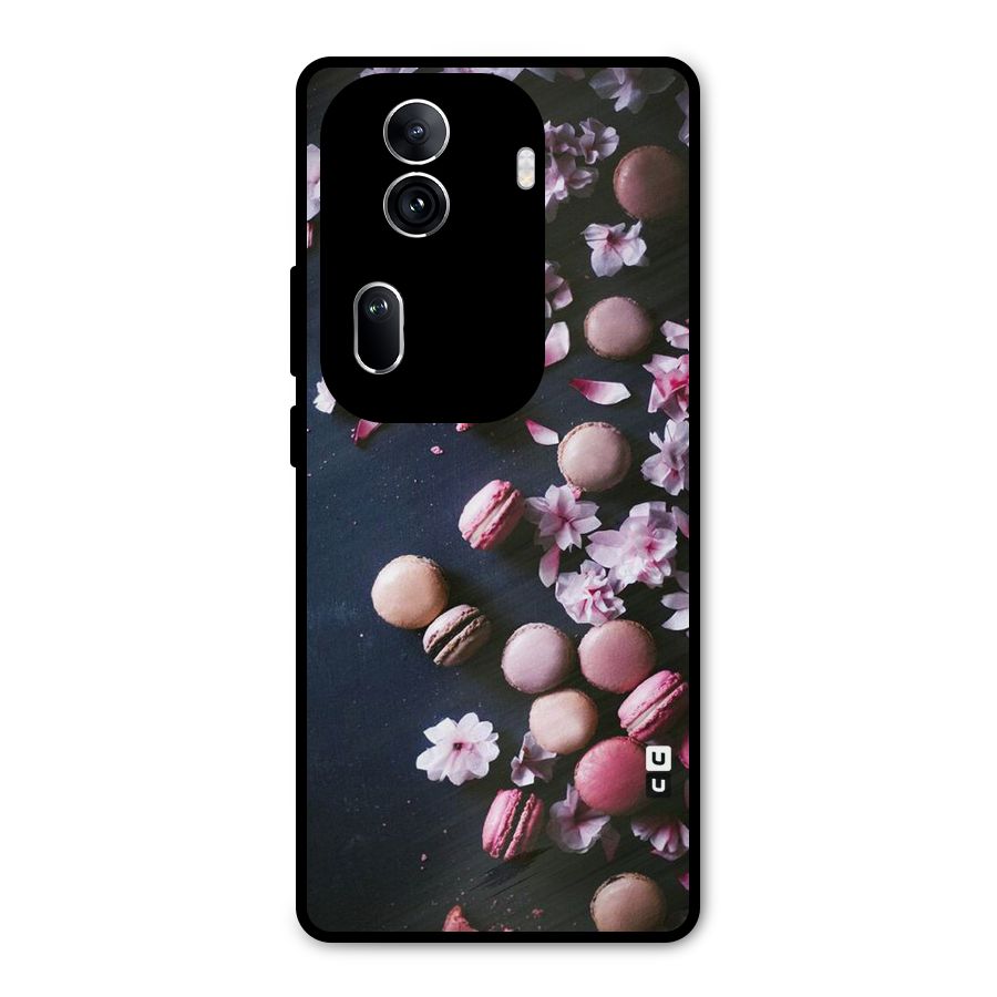 Macaroons And Cheery Blossoms Metal Back Case for Oppo Reno11 Pro 5G