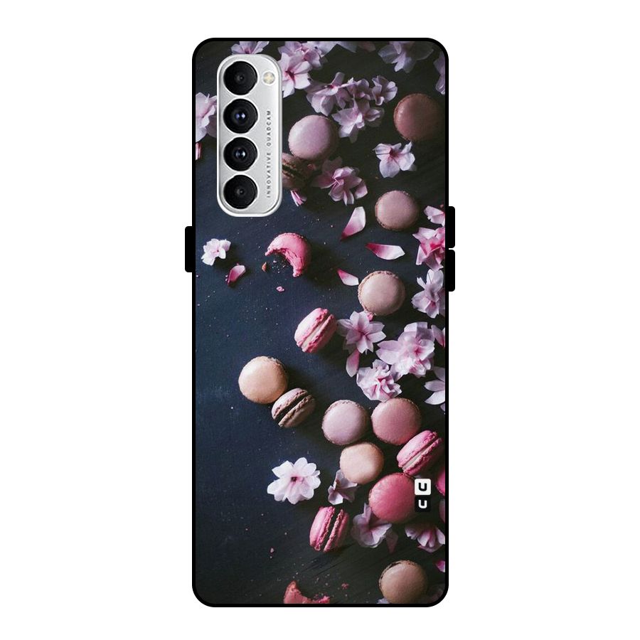 Macaroons And Cheery Blossoms Metal Back Case for Oppo Reno4 Pro