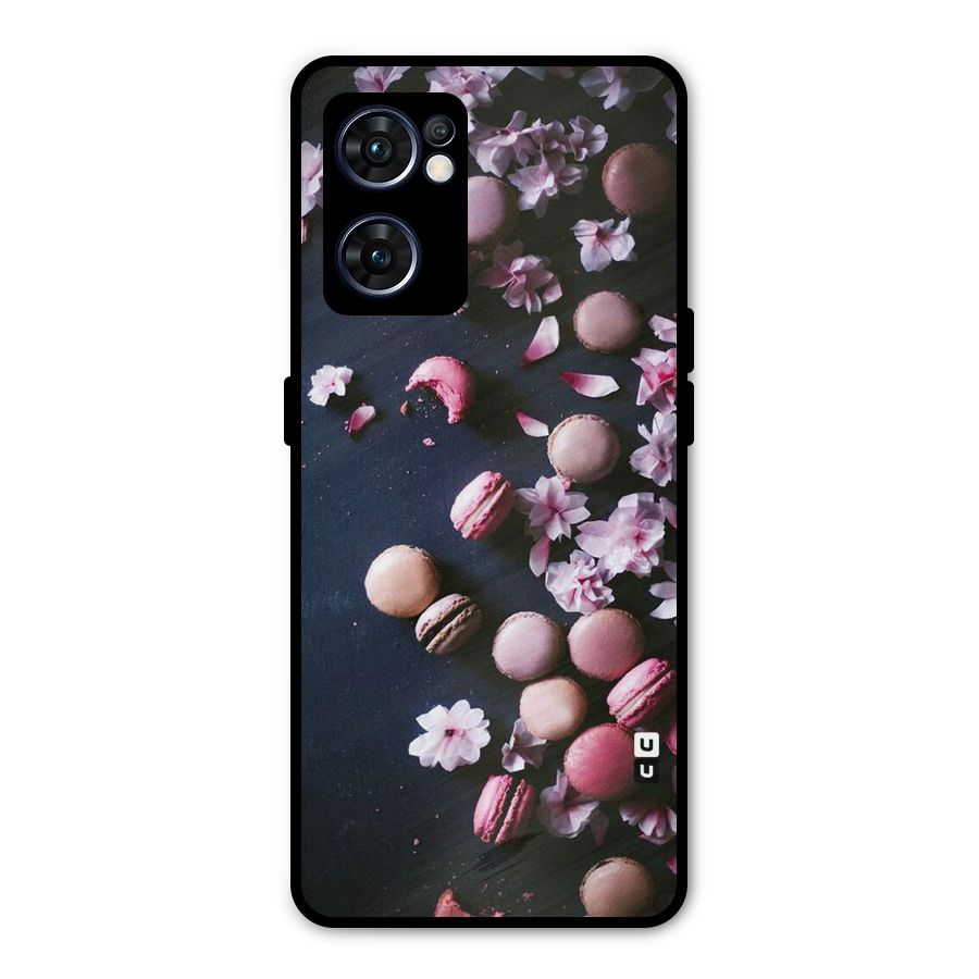 Macaroons And Cheery Blossoms Metal Back Case for Oppo Reno7 5G