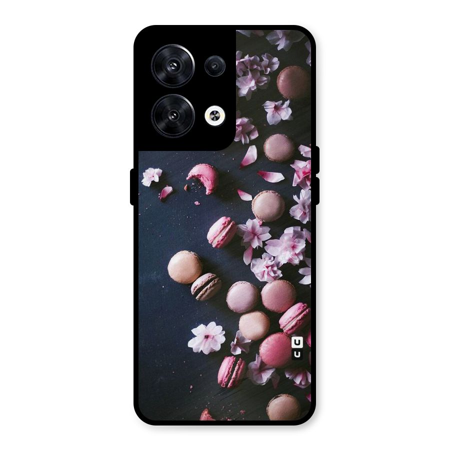 Macaroons And Cheery Blossoms Metal Back Case for Oppo Reno8 5G