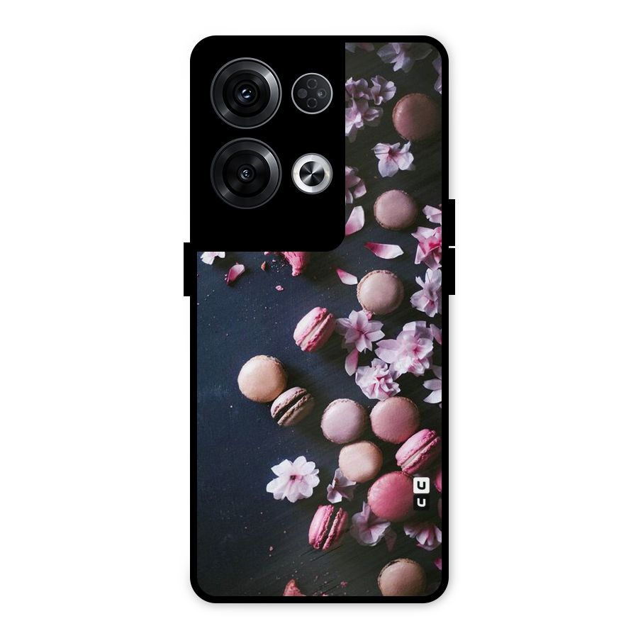 Macaroons And Cheery Blossoms Metal Back Case for Oppo Reno8 Pro 5G