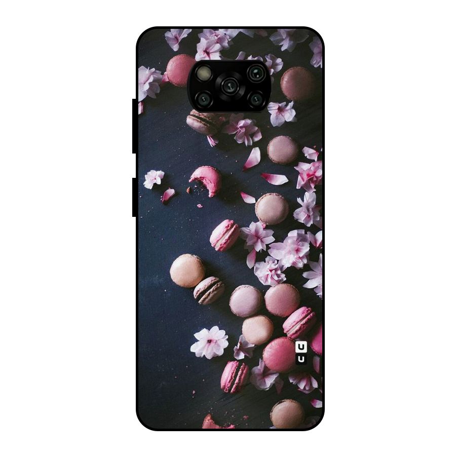 Macaroons And Cheery Blossoms Metal Back Case for Poco X3