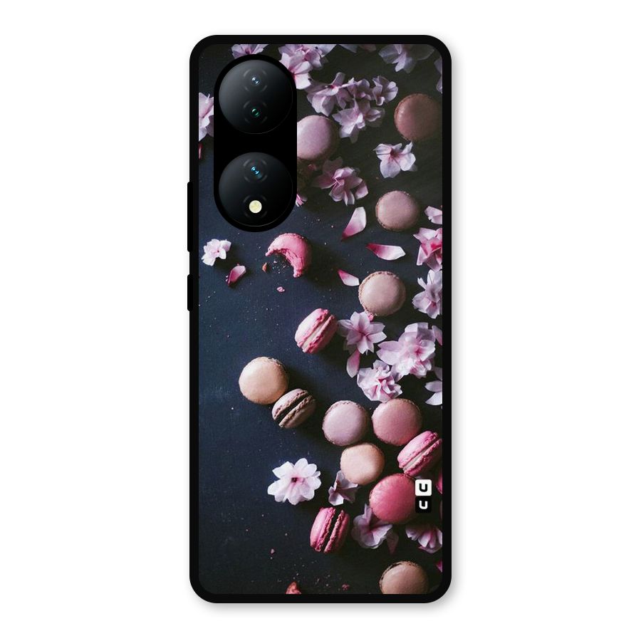 Macaroons And Cheery Blossoms Metal Back Case for Vivo T2