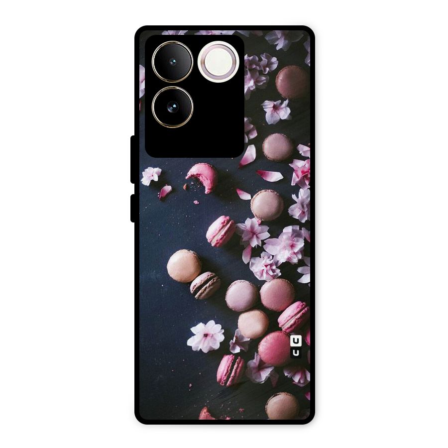 Macaroons And Cheery Blossoms Metal Back Case for Vivo T2 Pro