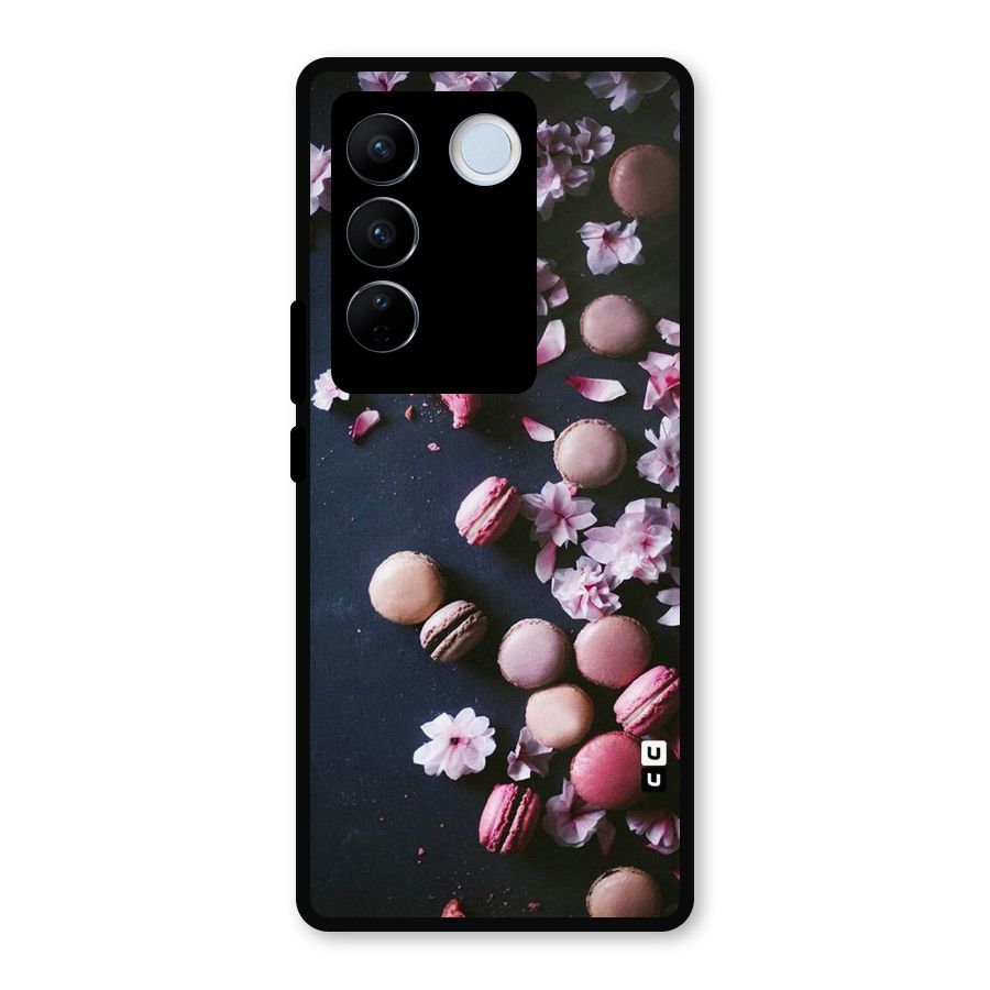Macaroons And Cheery Blossoms Metal Back Case for Vivo V27