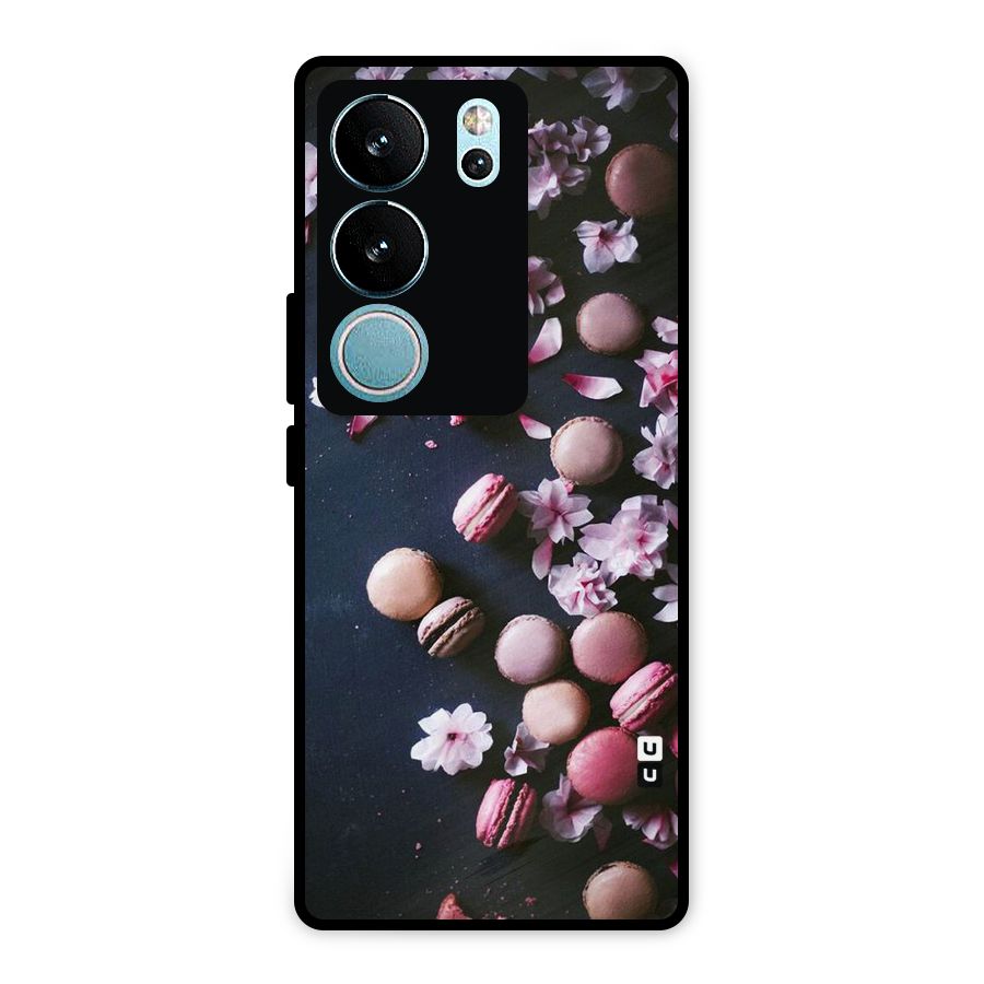 Macaroons And Cheery Blossoms Metal Back Case for Vivo V29