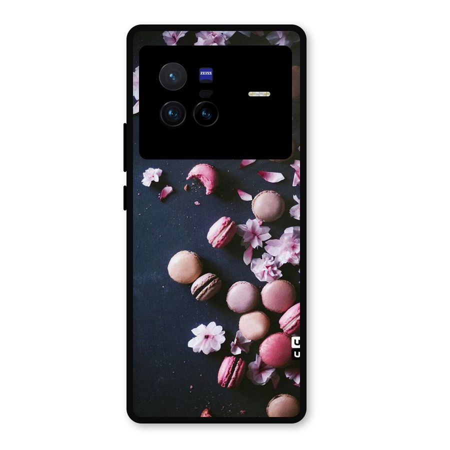 Macaroons And Cheery Blossoms Metal Back Case for Vivo X80