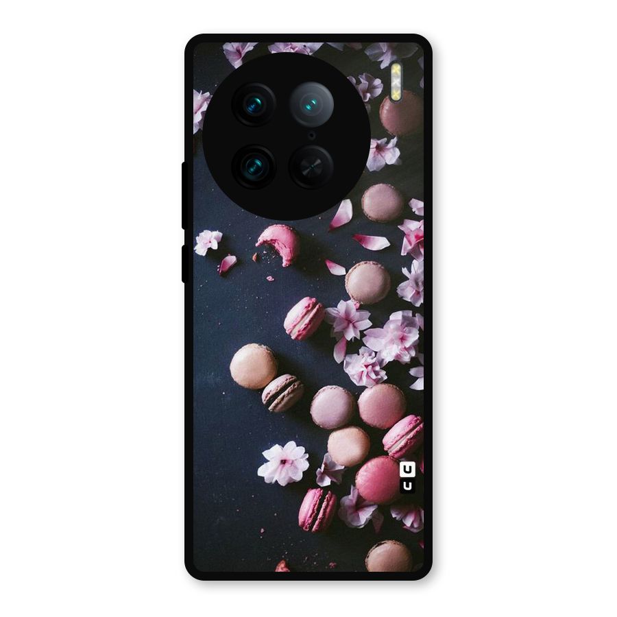 Macaroons And Cheery Blossoms Metal Back Case for Vivo X90 Pro