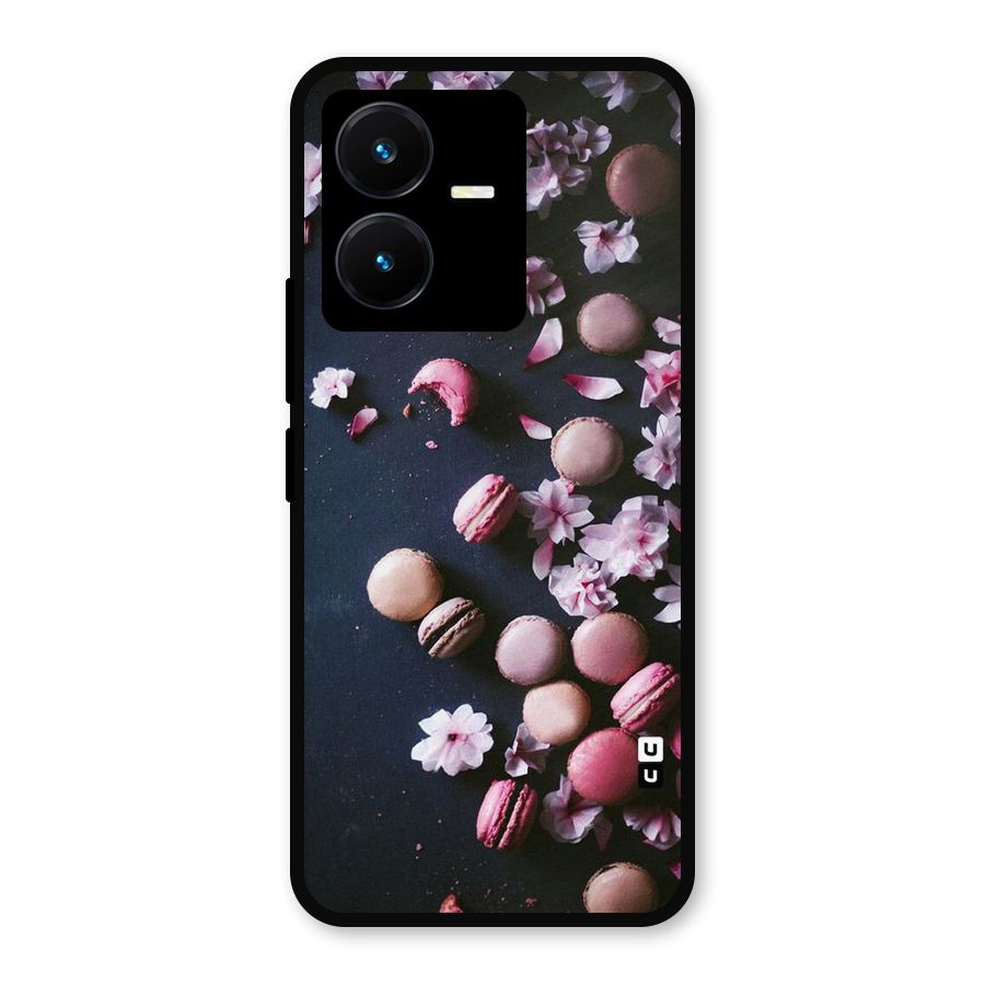 Macaroons And Cheery Blossoms Metal Back Case for Vivo Y22s