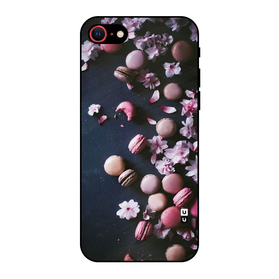 Macaroons And Cheery Blossoms Metal Back Case for iPhone 8