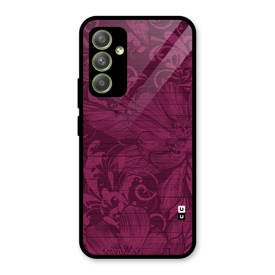 Magenta Floral Pattern Glass Back Case for Galaxy A54