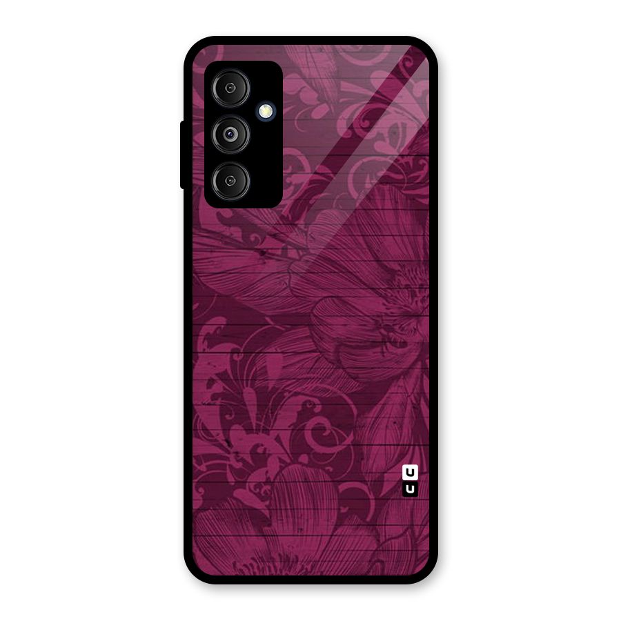 Magenta Floral Pattern Glass Back Case for Galaxy M14 5G