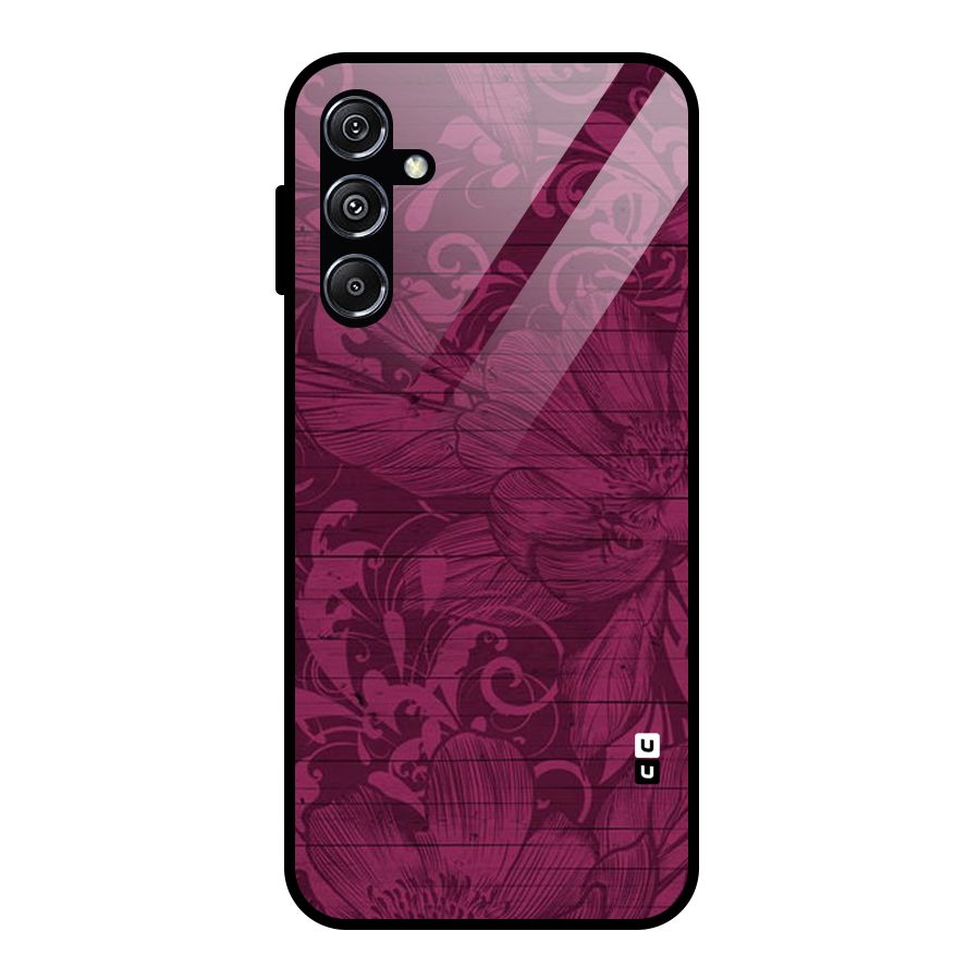Magenta Floral Pattern Glass Back Case for Galaxy M34 5G
