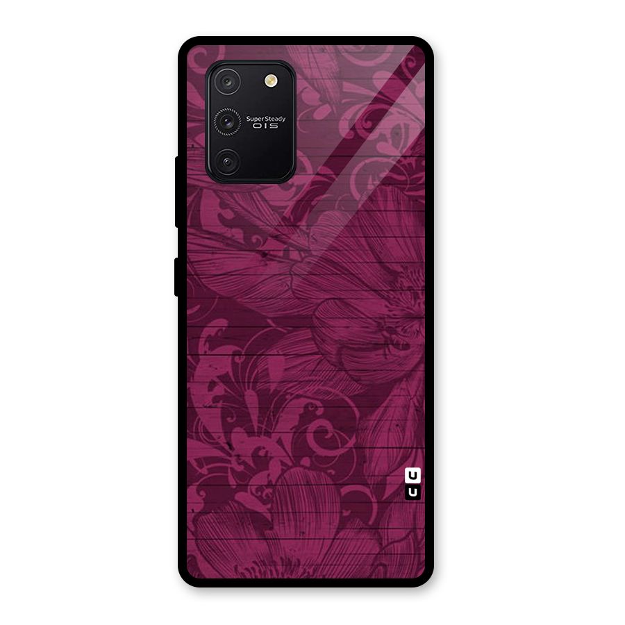 Magenta Floral Pattern Glass Back Case for Galaxy S10 Lite