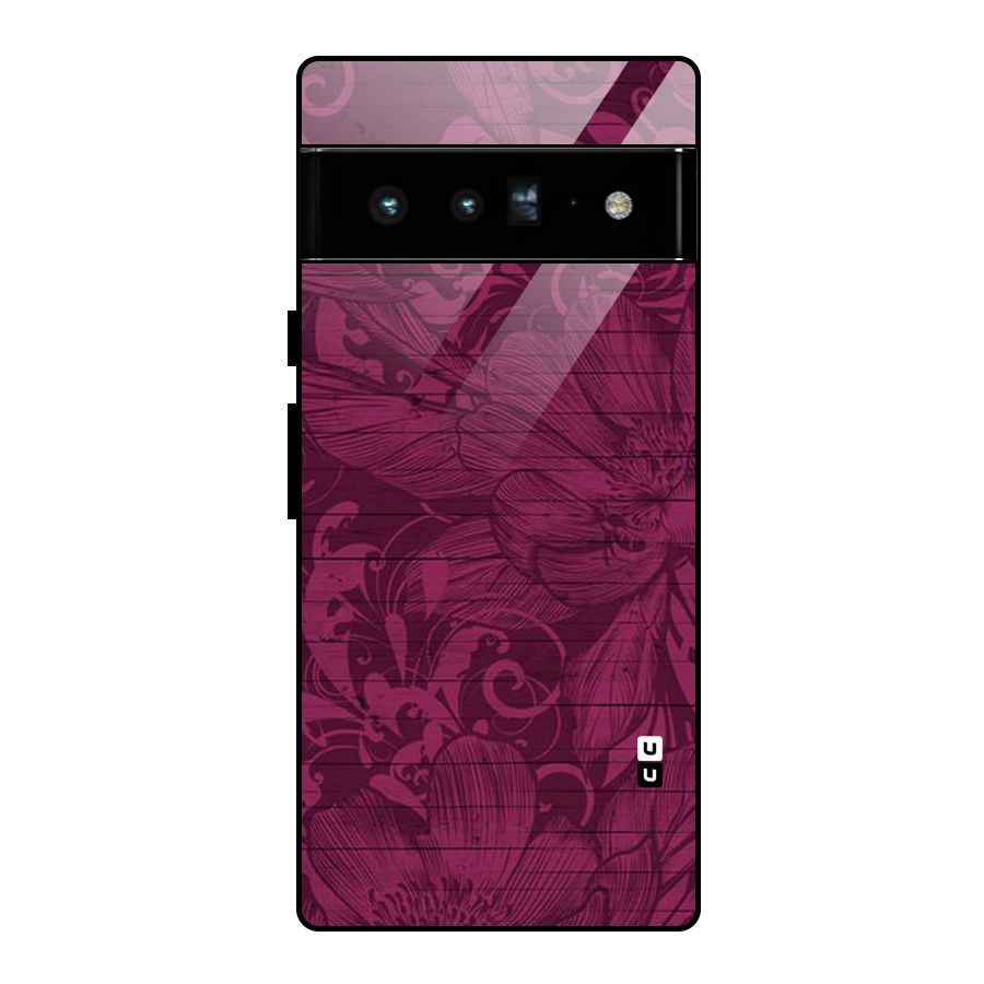 Magenta Floral Pattern Glass Back Case for Google Pixel 6 Pro
