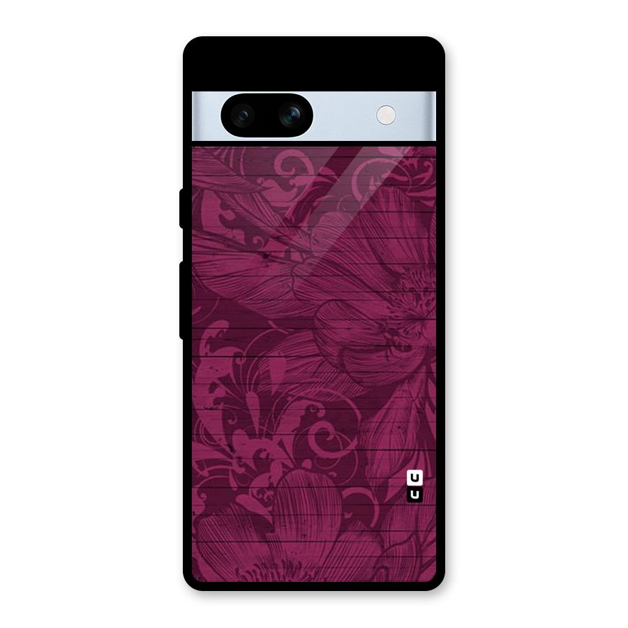 Magenta Floral Pattern Glass Back Case for Google Pixel 7a