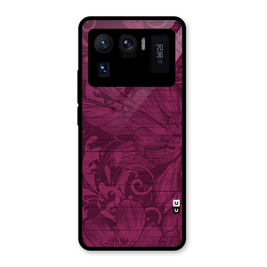 Magenta Floral Pattern Glass Back Case for Mi 11 Ultra