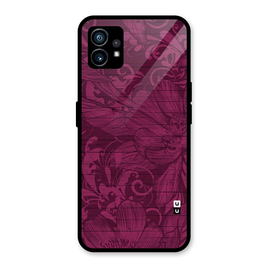 Magenta Floral Pattern Glass Back Case for Nothing Phone 1