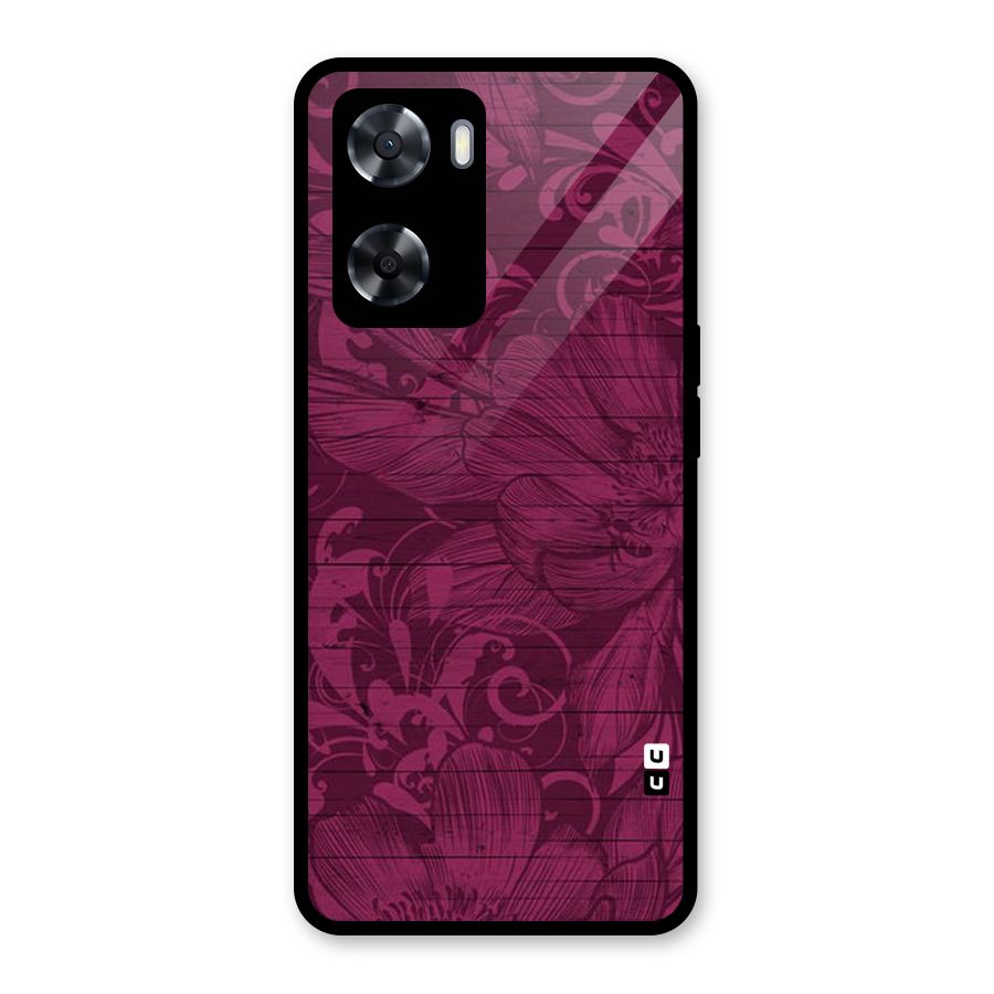Magenta Floral Pattern Glass Back Case for OnePlus Nord N20 SE