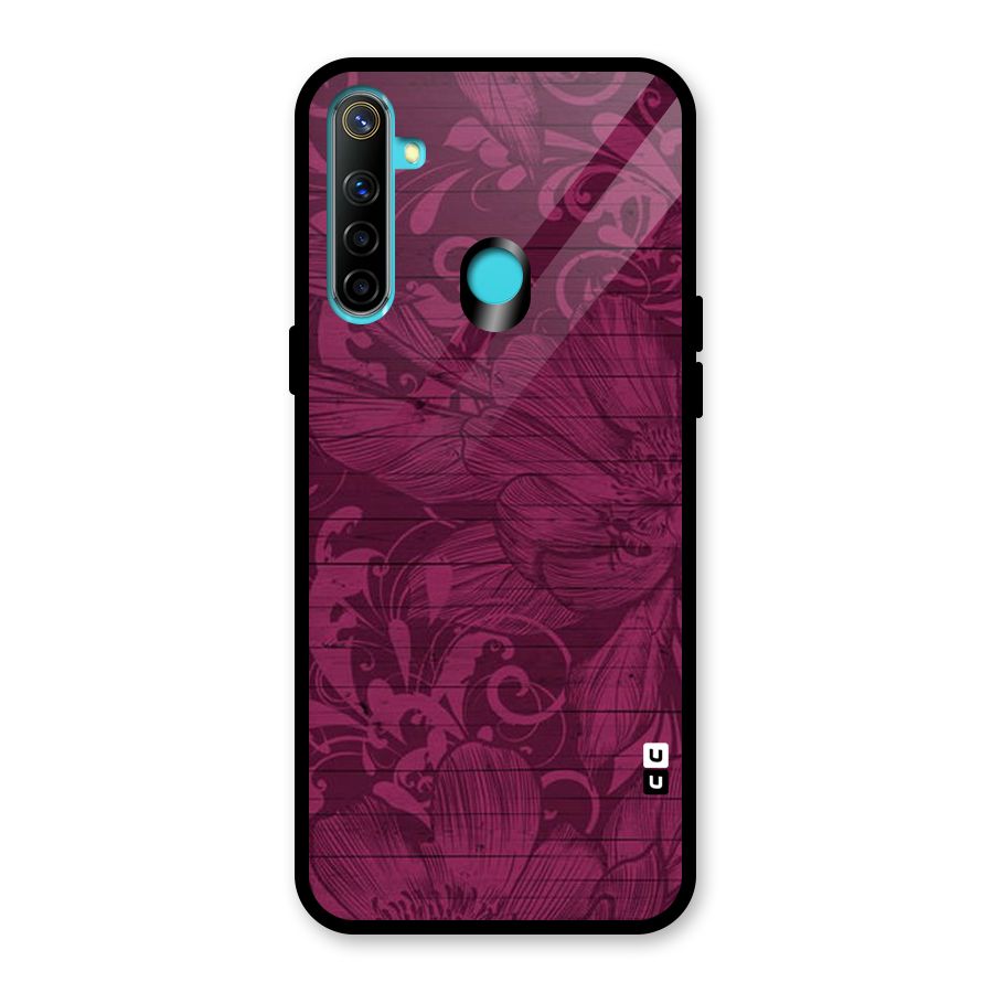 Magenta Floral Pattern Glass Back Case for Realme 5