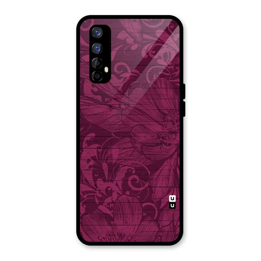 Magenta Floral Pattern Glass Back Case for Realme 7