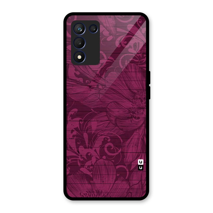 Magenta Floral Pattern Glass Back Case for Realme 9 5G Speed